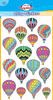 Shiny Hot Air Balloons Designworks Stickers 6-pack, by Dover