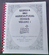 1860 Georgia Agricultural Federal Census V1 softbound book cover photo