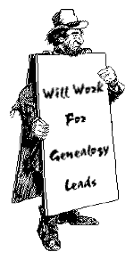 black and white clip art/art work example: will work for genealogy, man with sandwitch board