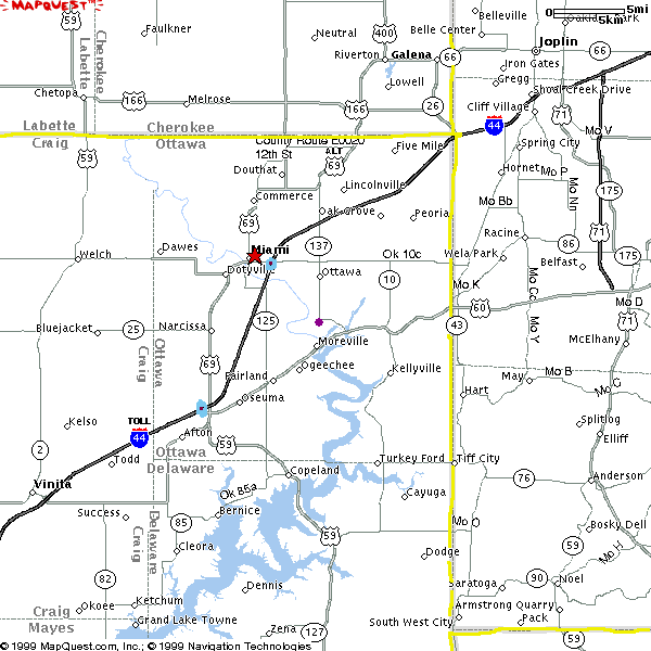 Regional map marks the Gregath Publishing Comapny location in northeast Oklahoma