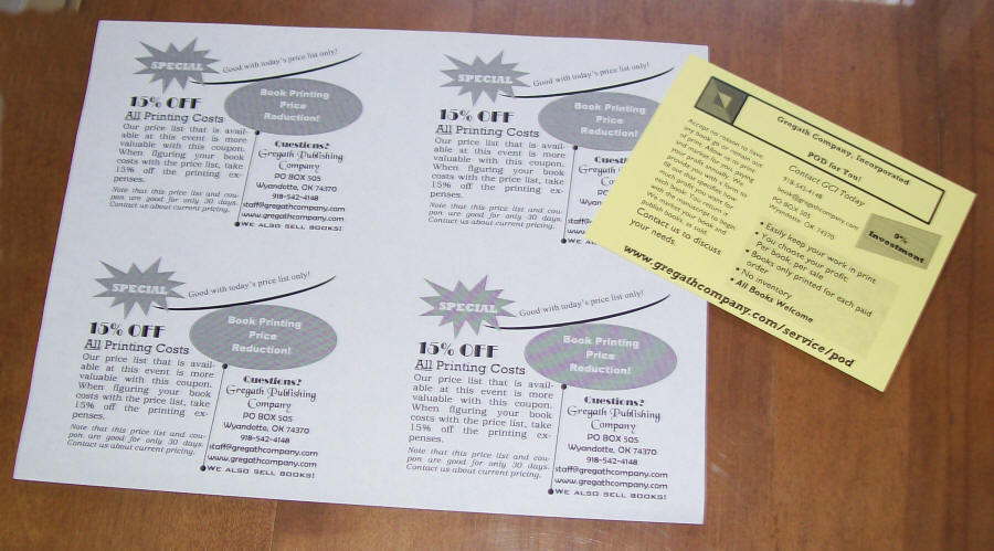 Standard post cards may be produced four up on a standard sheet of stock.