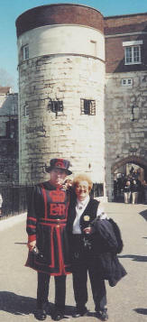 Beefeater at Tower of London with founder Ann Gregath